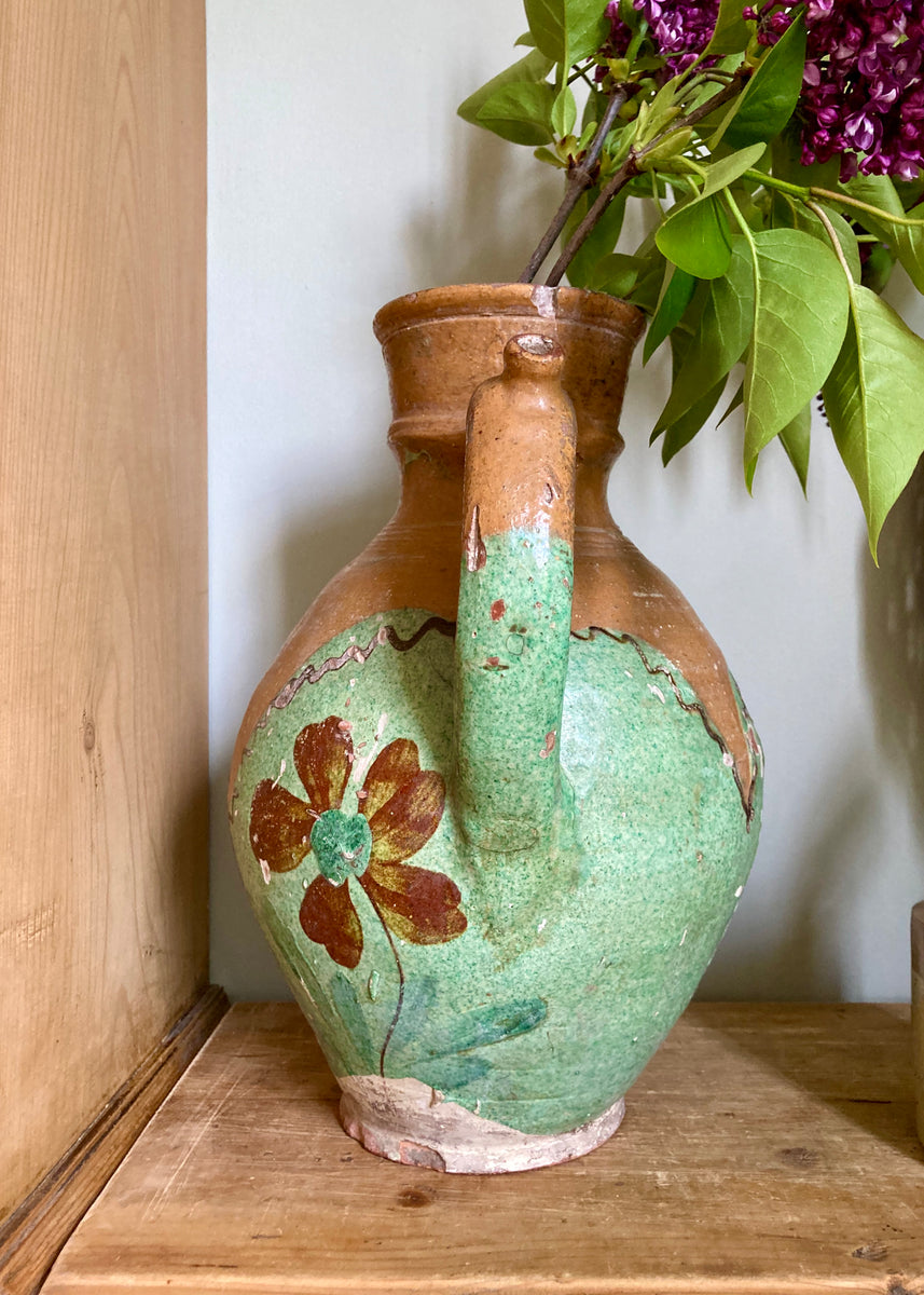 Hand decorated rustic jug – The Vintage Pieces