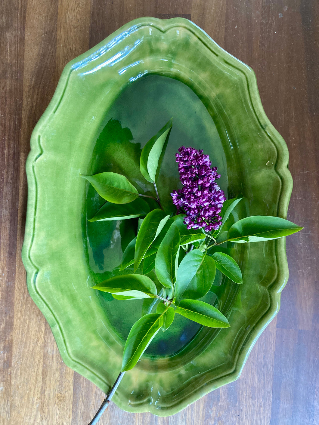 French Biot green glazed sharing platter
