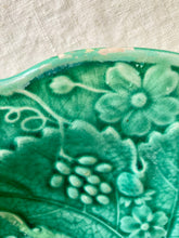 Load image into Gallery viewer, Green Strawberry leaf Majolica dish
