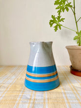 Load image into Gallery viewer, Pale blue and turquoise studio pottery jug
