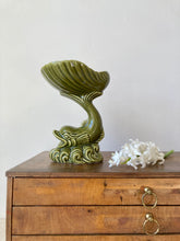 Load image into Gallery viewer, Sage green dolphin and shell decorative pedestal dish
