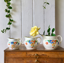 Load image into Gallery viewer, A trio of graduated floral jugs by C.W.S.
