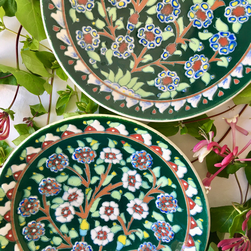 A pair of Avanos hand painted decorative plates, Turkey