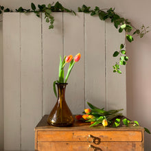 Load image into Gallery viewer, Amber glass decanter vase
