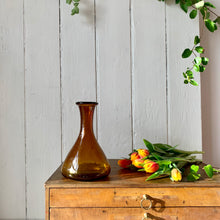 Load image into Gallery viewer, Amber glass decanter vase
