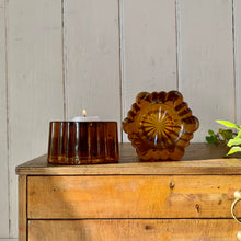 Load image into Gallery viewer, Pair of antique amber glass fluted tea light holders
