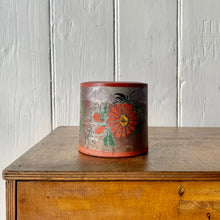 Load image into Gallery viewer, Aged decorative wooden pot with floral design
