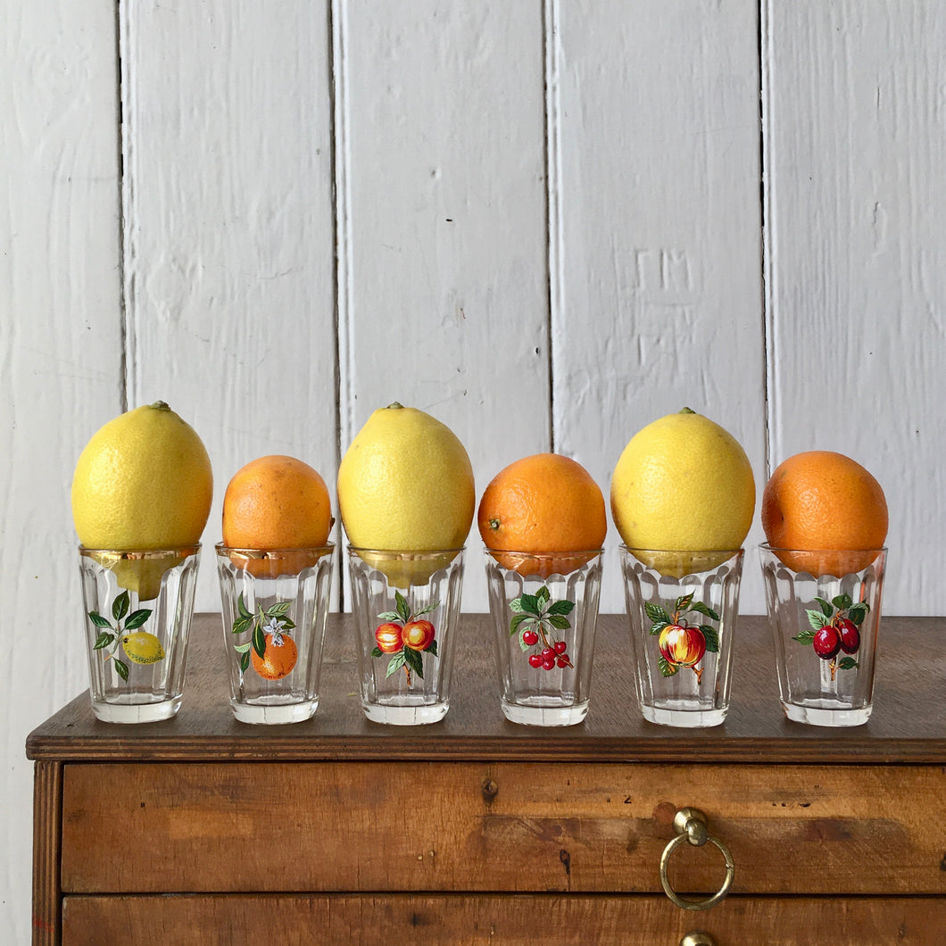 A set of 6 Italian fruity shot glasses