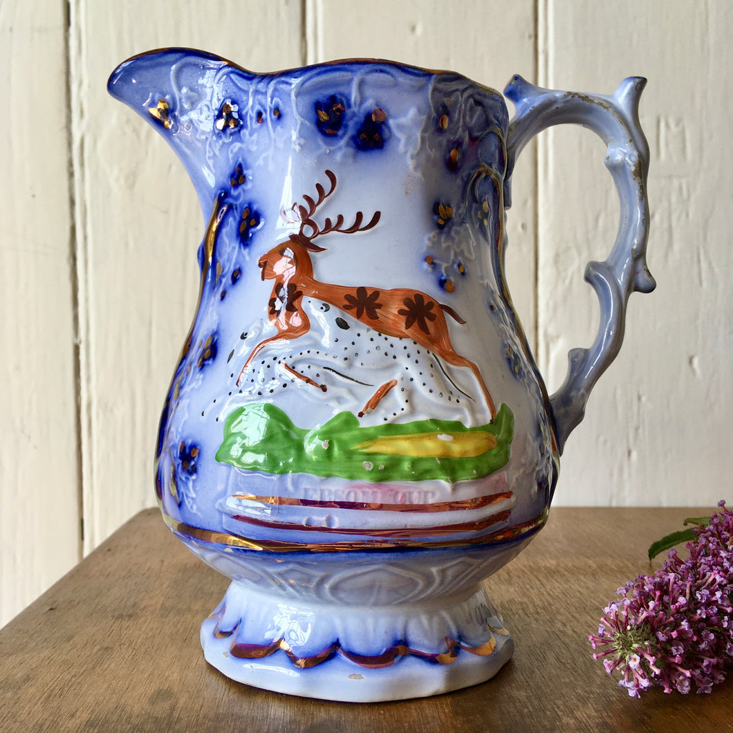 Victorian Sunderland Pottery Flo Blue Antique 'Epsom Cup' Jug