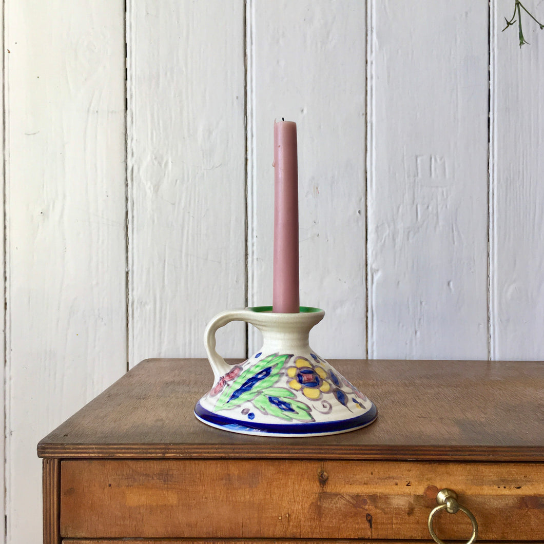 A pretty floral Solian Ware ceramic candle holder