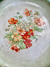Load image into Gallery viewer, Antique floral, green and gilt edged cake or bread plate
