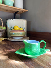 Load image into Gallery viewer, Mint green small jug and matching leaf shaped dish
