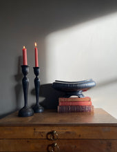 Load image into Gallery viewer, Dartmouth Pottery footed mantle vase in black lustre glaze
