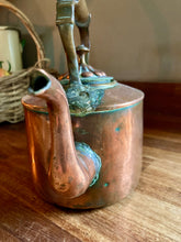 Load image into Gallery viewer, Medium sized, oval form, copper kettle with brass handle
