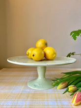 Load image into Gallery viewer, Generous size pale green dessert or cake pedestal stand
