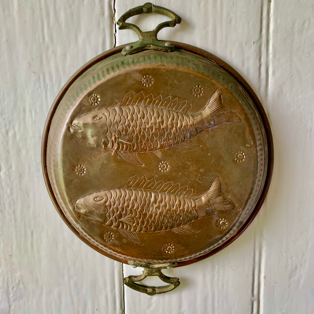 Vintage copper decorative fish pan