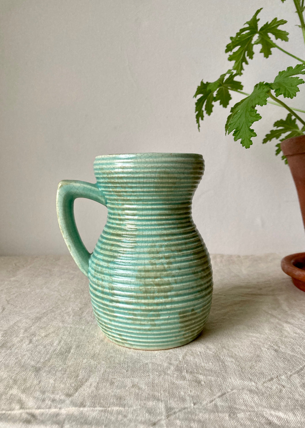 Mid century contoured turquoise vase