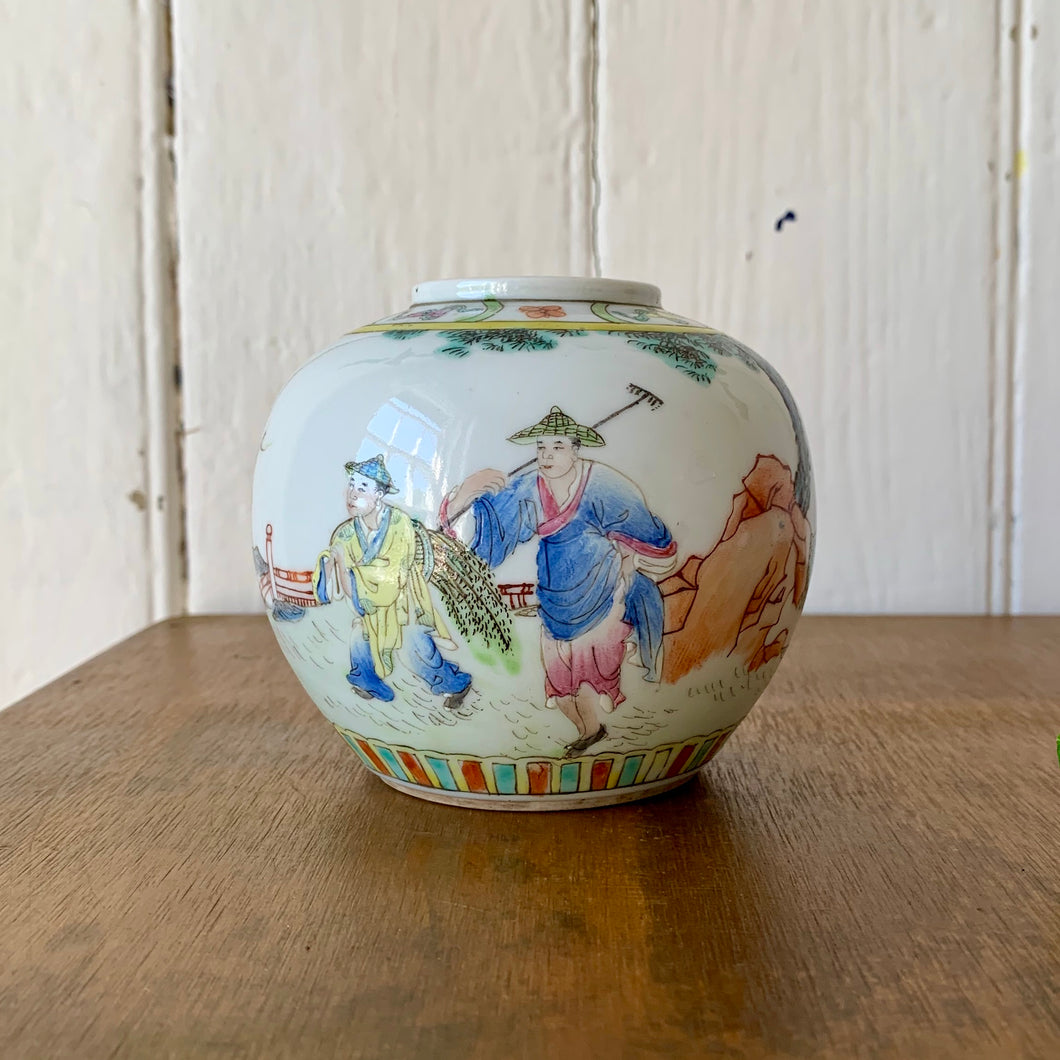 Chinese ginger jar with decorative scene