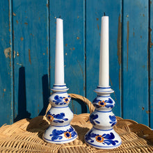 Load image into Gallery viewer, A pair of hand painted candlesticks
