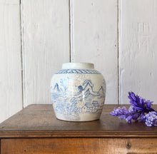 Load image into Gallery viewer, Chinese style stoneware ginger jar blue and white decoration
