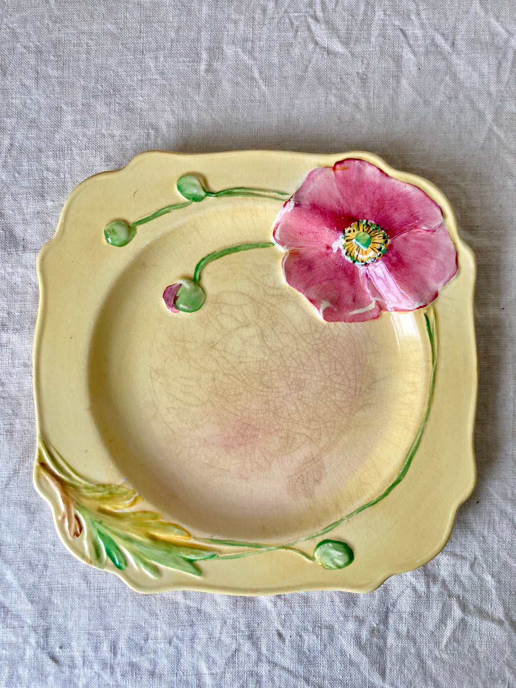 Floretta Ware by Royal Venton/Van Phillips Art Nouveau pink poppy plate