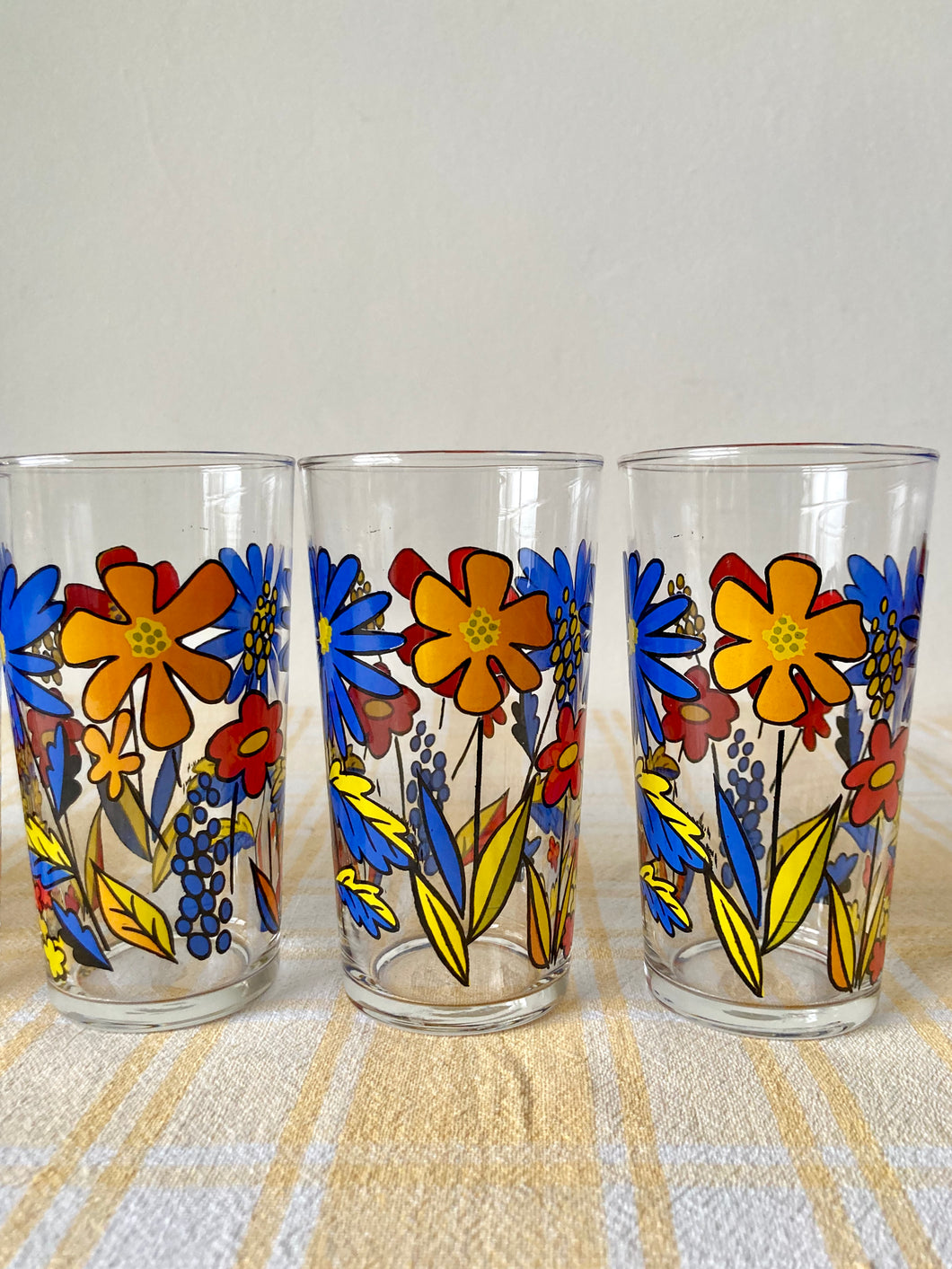 A fun floral set of six tall glasses