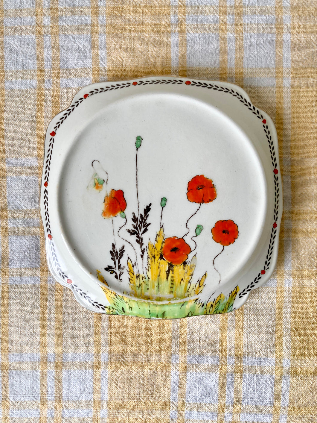Art Deco Crown Ducal hand painted Poppy Field teapot stand
