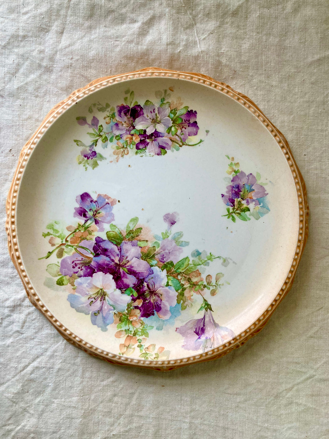 Antique Victorian floral bread or cake plate