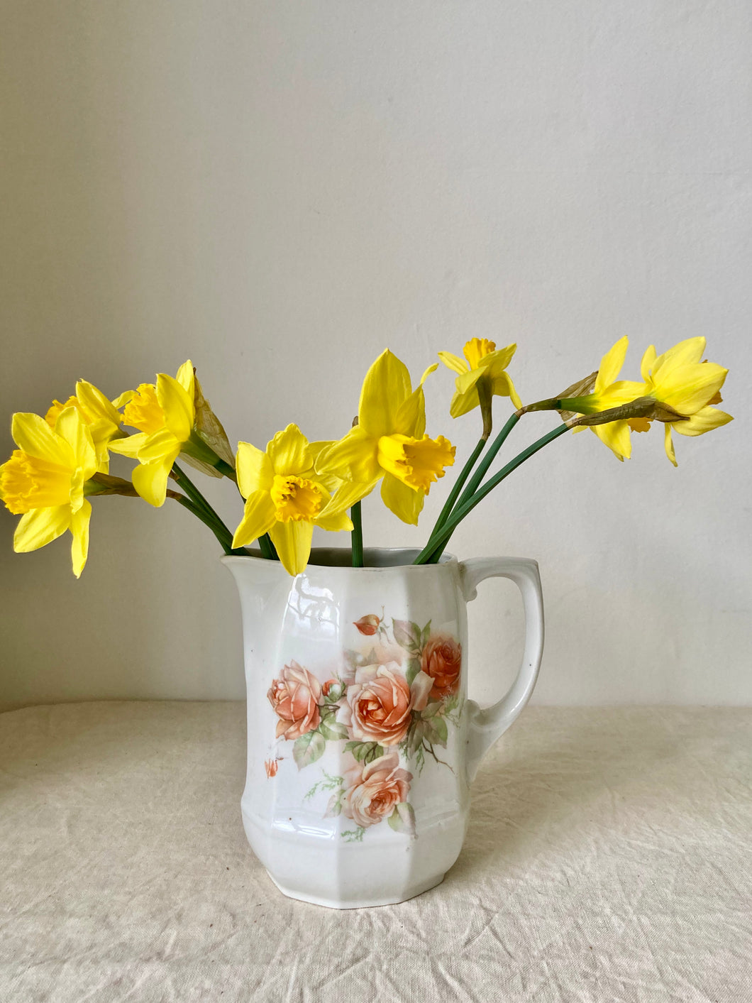 Victorian jug with peach rose decoration