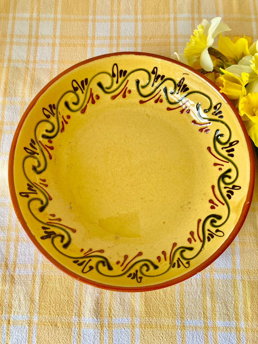Yellow Spanish terracotta serving bowl