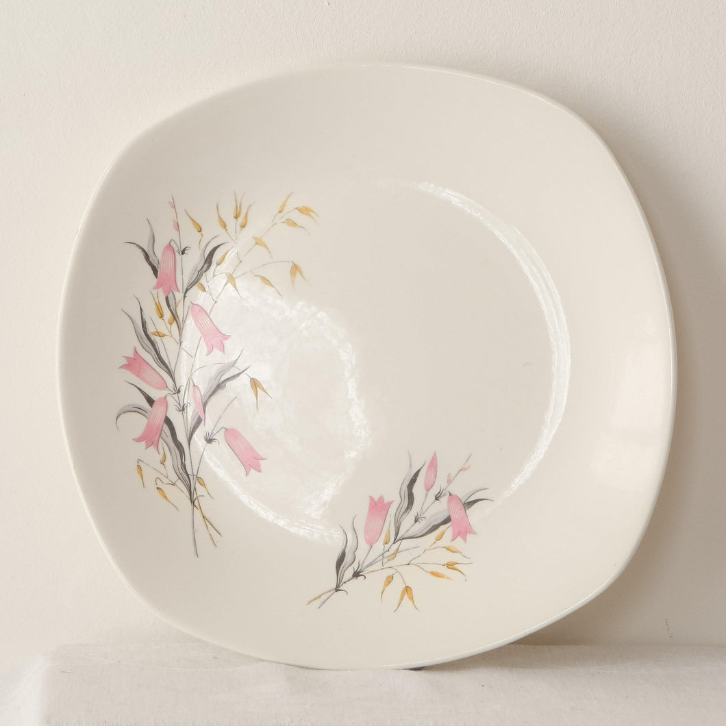 Staffordshire Midwinter plate x 1 depicting delicate pink bell flowers - The Vintage Pieces